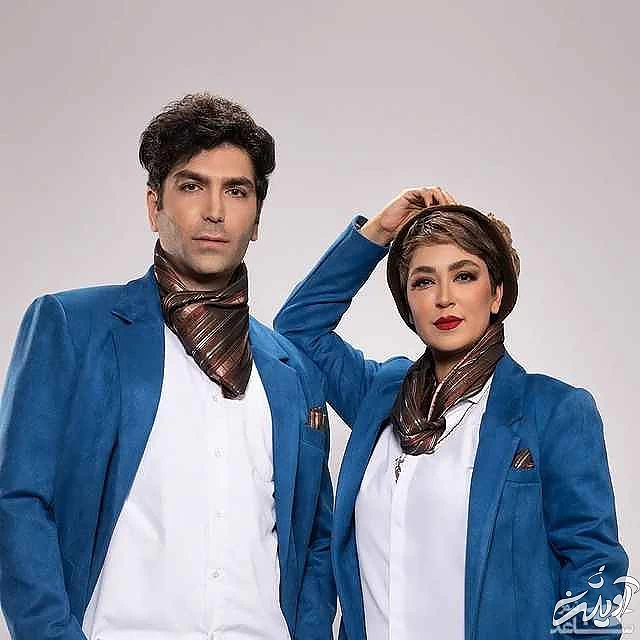 ست پالتوی لاکچری و خوشرنگ فریبا طالبی با همسرش